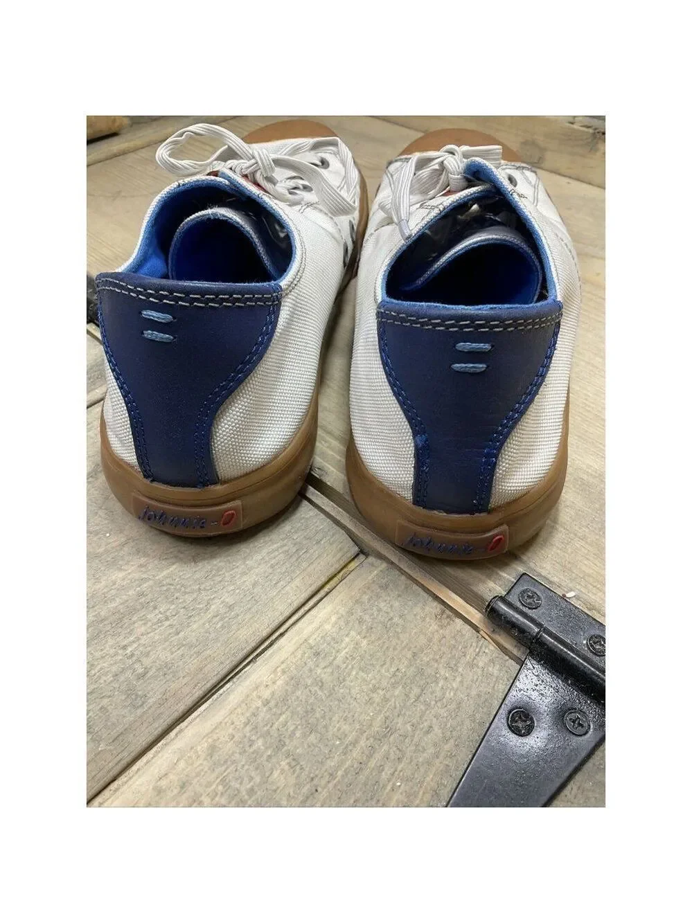 𝅺JOHNNIE-O Sail Away Sneakers White Canvas Men’s Size 8 Rubber Toe Preowned - Picture 8 of 9